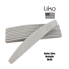 Liko Nail Files Harbor Zebra 80/80, 50ct Premium Washable
