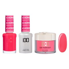DND Dip Gel Polish Set #414 Summer Hot Pink, 3pc Bundle Trio