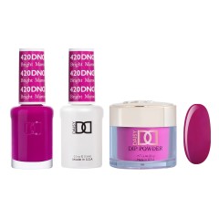 DND Dip Gel Polish Set #420 Bright Maroon, 3pc Bundle Trio
