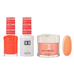 DND Dip Gel Polish Set #422 Portland Orange, 3pc Bundle Trio