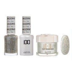 DND Dip Gel Polish Set #442 Silver Star, 3pc Bundle Trio
