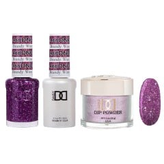 DND Dip Gel Polish Set #466 Brandy Wine, 3pc Bundle Trio