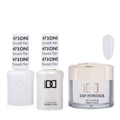 DND Dip Gel Polish Set #473 French Tip, 3pc Bundle Trio