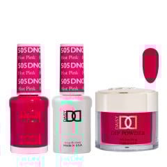 DND Dip Gel Polish Set #505 Hot Pink, 3pc Bundle Trio