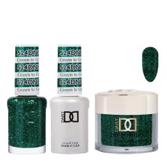 DND Dip Gel Polish Set #524 Green To Green, 3pc Bundle Trio
