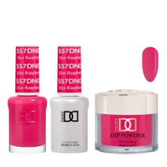 DND Dip Gel Polish Set #557 Hot Raspberry, 3pc Bundle Trio