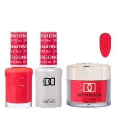 DND Dip Gel Polish Set #563 DND Red, 3pc Bundle Trio