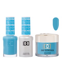 DND Dip Gel Polish Set #570 Blue Hill, NE, 3pc Bundle Trio