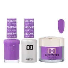 DND Dip Gel Polish Set #580 Vivid Violet, 3pc Bundle Trio