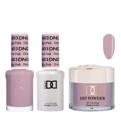 DND Dip Gel Polish Set #603 Dolce Pink, 3pc Bundle Trio