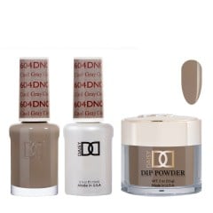 DND Dip Gel Polish Set #604 Cool Gray, 3pc Bundle Trio