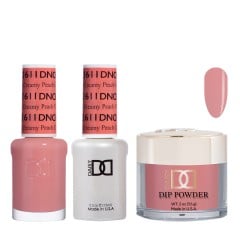 DND Dip Gel Polish Set #611 Creamy Peach, 3pc Bundle Trio