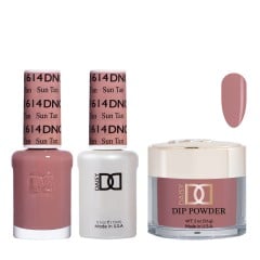 DND Dip Gel Polish Set #614 Sun Tan, 3pc Bundle Trio