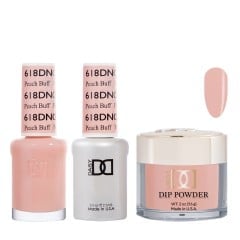 DND Dip Gel Polish Set #618 Peach Buff, 3pc Bundle Trio