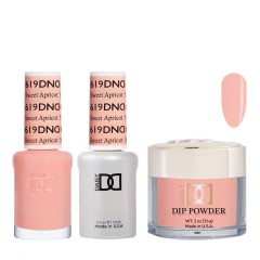 DND Dip Gel Polish Set #619 Sweet Apricot, 3pc Bundle Trio