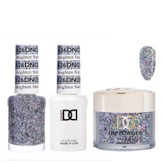 DND Dip Gel Polish Set #626 Brighten Stars, 3pc Bundle Trio