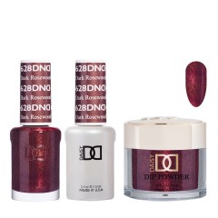 DND Dip Gel Polish Set #628 Dark Rosewood, 3pc Bundle Trio