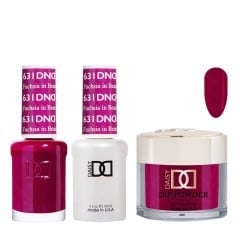DND Dip Gel Polish Set #631 Fuchsia In Beauty, 3pc Bundle Trio