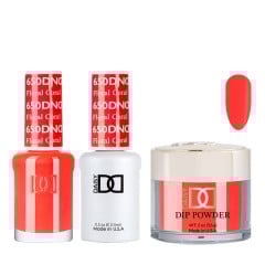 DND Dip Gel Polish Set #650 Floral Coral, 3pc Bundle Trio