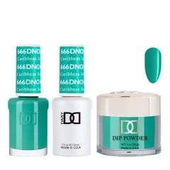 DND Dip Gel Polish Set #666 Carbbean Sea, 3pc Bundle Trio