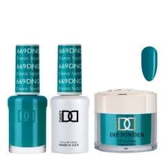 DND Dip Gel Polish Set #669 Fierce Sapphire, 3pc Bundle Trio