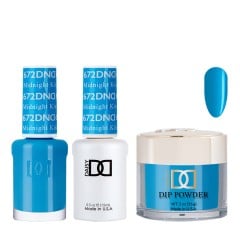DND Dip Gel Polish Set #672 Midnight Kiss, 3pc Bundle Trio