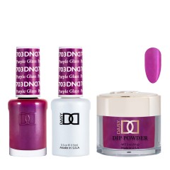 DND Dip Gel Polish Set #703 Purple Glass, 3pc Bundle Trio