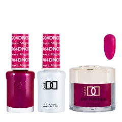 DND Dip Gel Polish Set #704 Nova Magenta, 3pc Bundle Trio