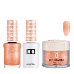 DND Dip Gel Polish Set #710 Champagne Sprakles, 3pc Bundle Trio