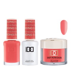 DND Dip Gel Polish Set #718 Grapefruit Pink, 3pc Bundle Trio