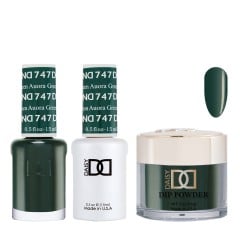 DND Dip Gel Polish Set #747 Auora Green, 3pc Bundle Trio