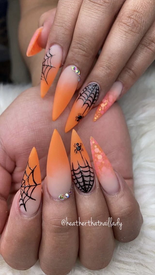 jelly finish translucent nail art for halloween