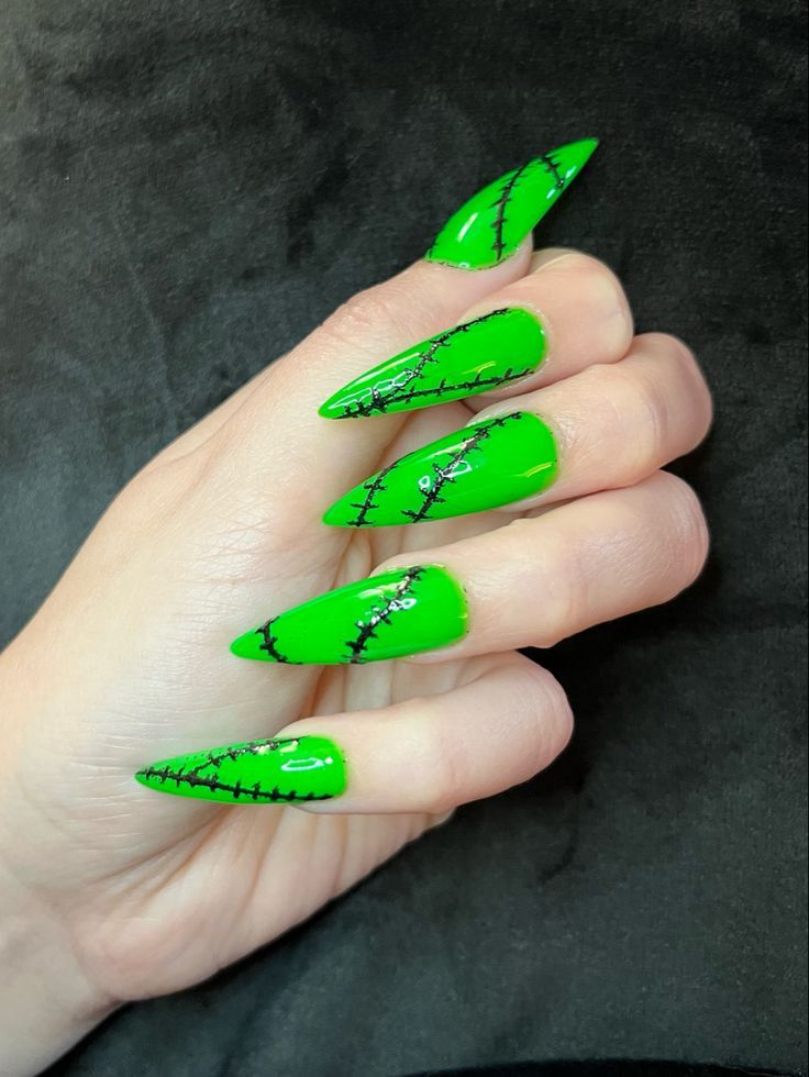 Radioactive Green Nail Art for halloween
